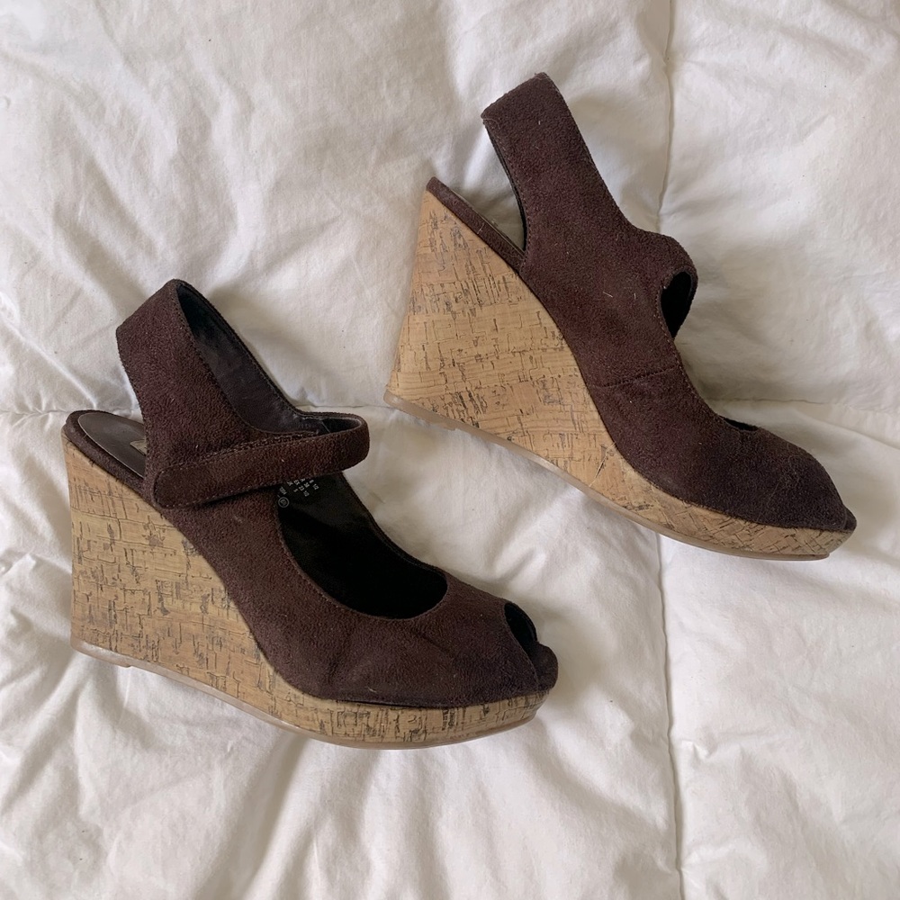 American Eagle Brown Suede Wedge Shoes